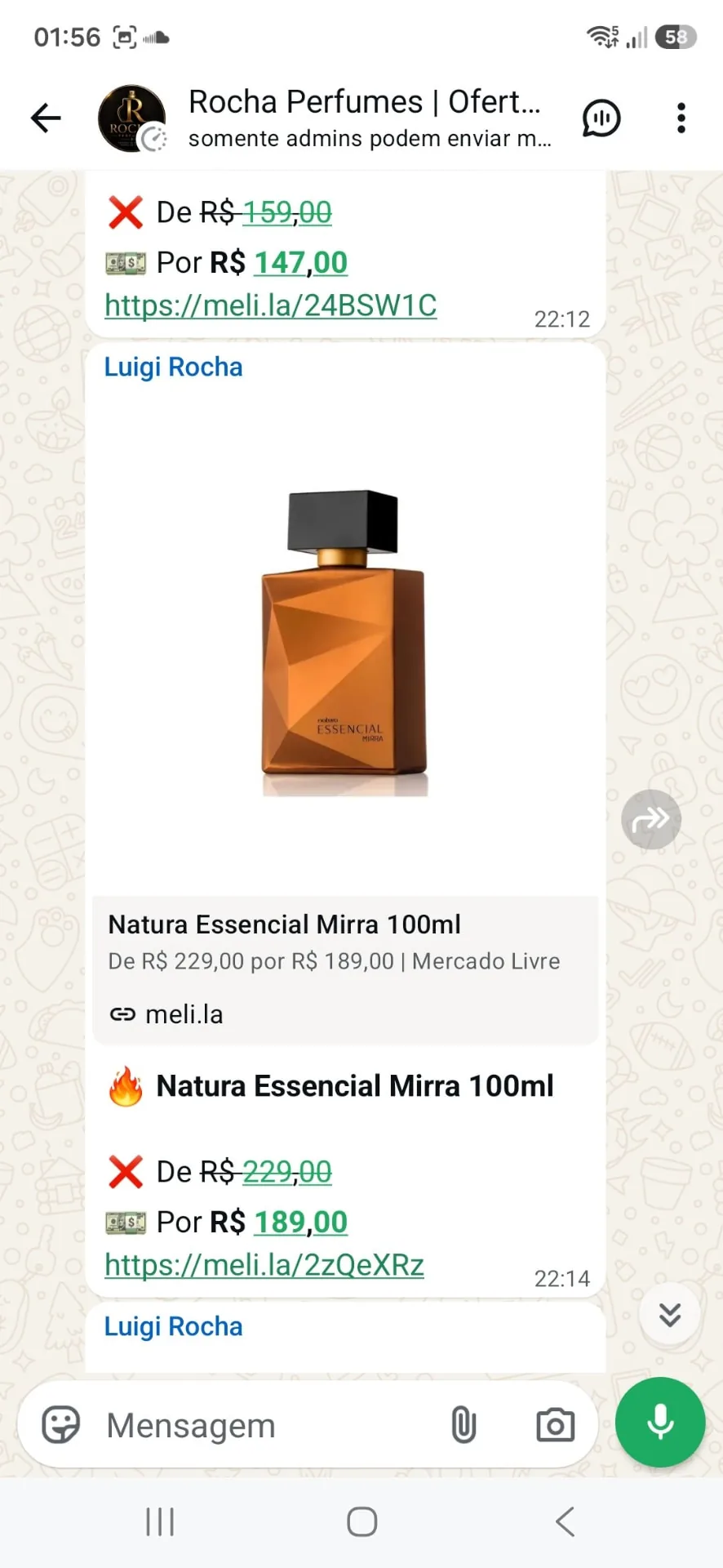 Oferta do perfume Natura Essencial Mirra 100 ml por R$ 189,00